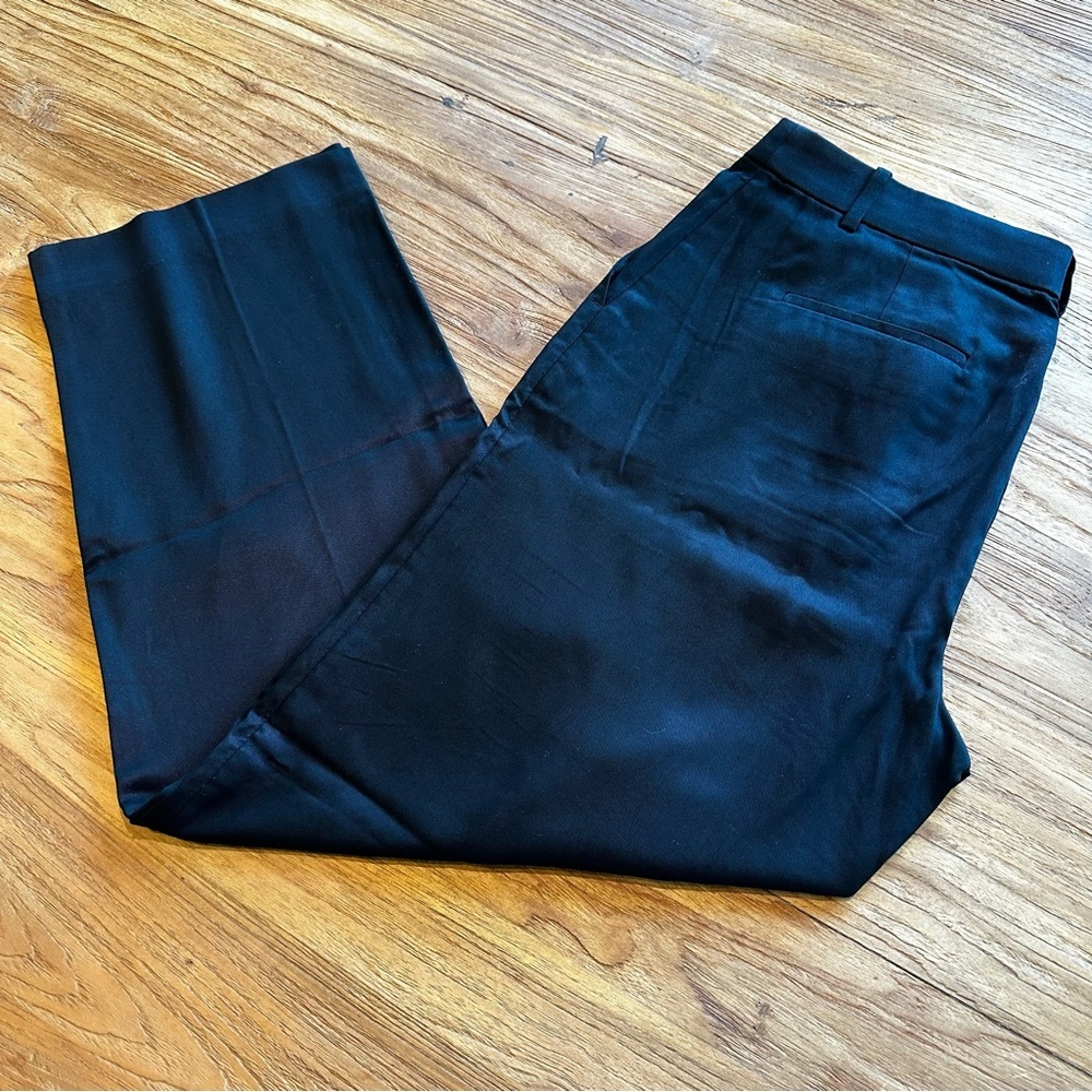 J.Crew Women’s Black Trousers Wide Leg Academia Men’s Wear Style Pockets BK254 6